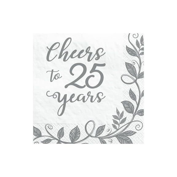 Amscan Beverage Napkin 25th Anniversary