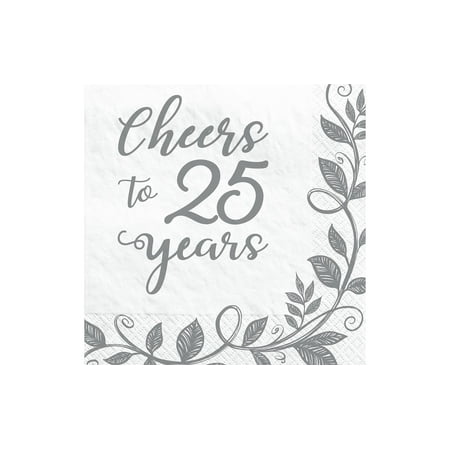 Amscan Beverage Napkin 25th Anniversary