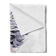thumbnail image 2 of Abstract Woman Soft Flannel Fleece Throw Blanket, Back View with Hair in a Messy Bun, Cozy Plush for Indoor and Outdoor Use, 50" x 60", Ceil Blue White Blush, by Ambesonne, 2 of 5