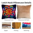 thumbnail image 3 of Colorful Flower Mandala Pattern DIY Latch Hook Pillow Kits for Adults Printed Pillowcase Crochet Yarns Hooking Handmade Pillow Cover Cushion for Home Sofa Decoration 17x17inch(6), 3 of 7