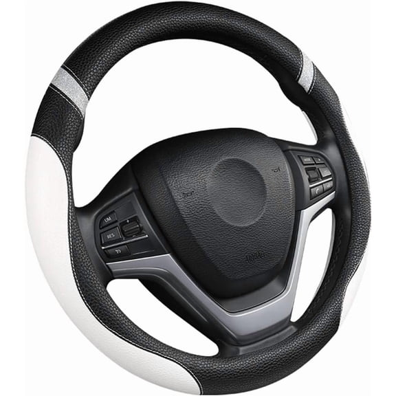 Steering Wheel Cover for Women Leather Universal Steering Wheel Cover for Car 15 inch (White)
