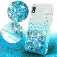 thumbnail image 3 of Compatible for Samsung Galaxy A10e Case, with [Tempered Glass Screen Protector] SOGA Diamond Liquid Quicksand Cover Cute Girl Women Phone Case - Clear/Teal, 3 of 5