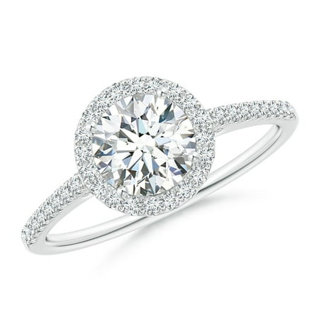 Diamond Ring Platinum Rings - April Birthstone Ring - Classic Diamond Halo Engagement Ring in Platinum (6.4mm Diamond) - SR1508D-PT-GVS2-6.4-7