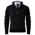 thumbnail image 4 of Men's Cardigan Sweater Long Sleeve Stand Collar Full Zip Knitted Outerwear with Pockets Black M, 4 of 6