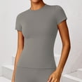 thumbnail image 3 of Felirenzacia Women's Casual Summer Short Sleeves Shirts Top Athletic Fitted Moist Wicking Crew Neck Tee for Yoga Workout Gray,S, 3 of 5