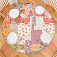 thumbnail image 2 of Pioneer Flower Floral Print Pattern Round Fitted Tablecloth with Elastic Edge,Dining Table Cover Waterproof,Outdoor Round Tablecloth for Camping,Dining,Indoor and Outdoor, 2 of 7