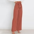 thumbnail image 5 of AWXNJUX Women Large Size Casual Pants Polyester Loose Cropped Pants Wide Leg Pants (Red2,XL), 5 of 8