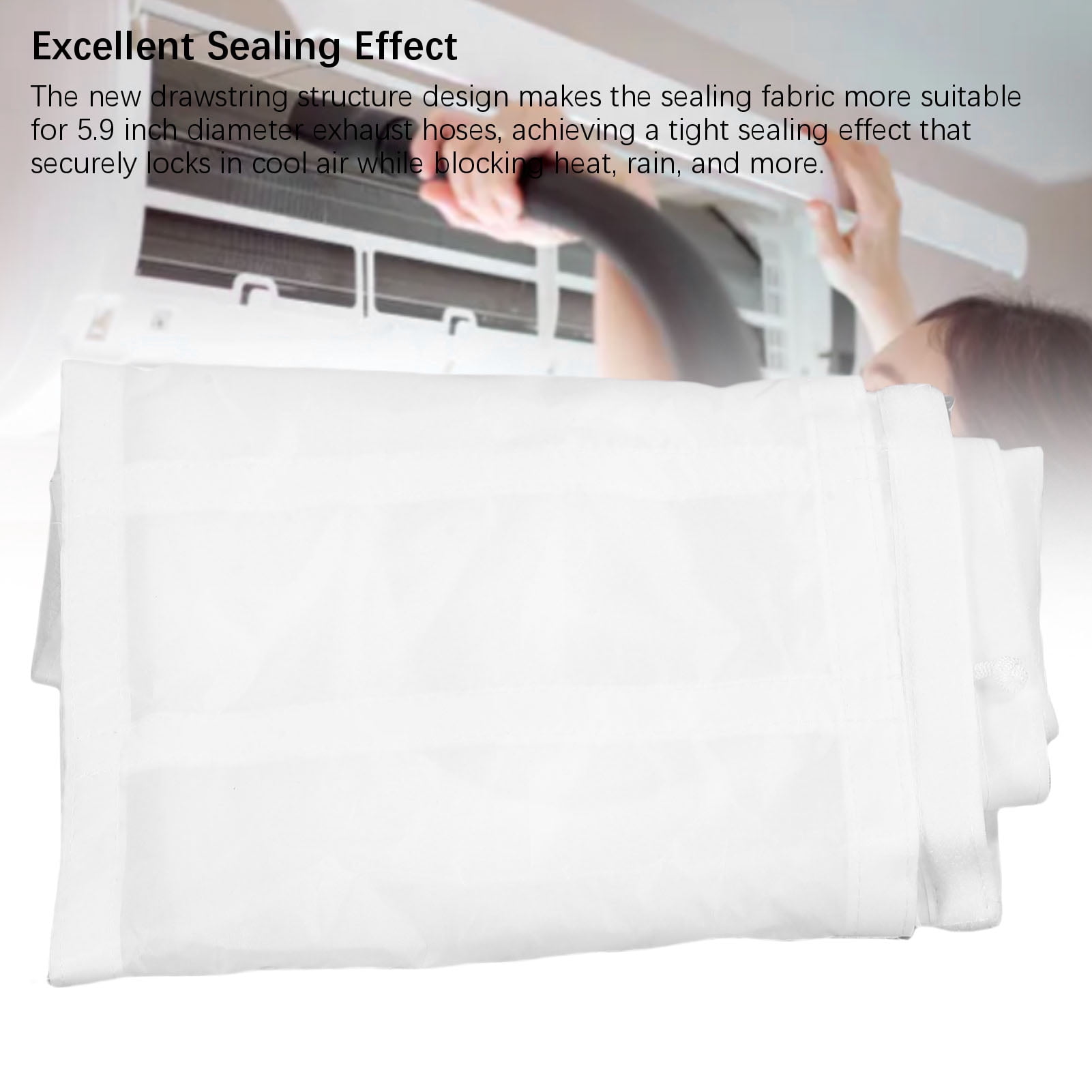 Riousery Portable Air Conditioner Sliding Door Seal Kit Drawstring Structure Portable AC Door Window Seal Cloth for Tumble Dryer 35.43 x 82.68 inches / 90 x 210 cm