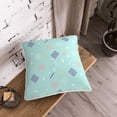 thumbnail image 3 of DouZhe Velvet Decorative Throw Pillow Covers Set of 2, Soft Square Cushion Cover with Invisible Zipper Blue Memphis Style Elements Printing, 16"x16", 3 of 7