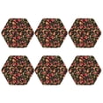 thumbnail image 2 of Pofeuu Rose Flowers Print Leather Coasters Set of 6, Round Cups Mugs Mat Pad for Home Kitchen Heat Resistant Drink Coasters,Hexagon, 2 of 7