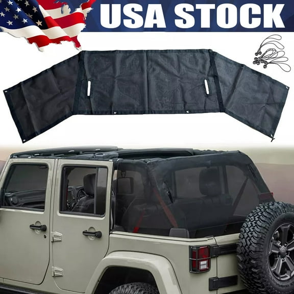 Fit 2007-2018 Jeep Wrangler JK JKU 4 Door Sunshade Mesh Shade Top Cover Anti-UV
