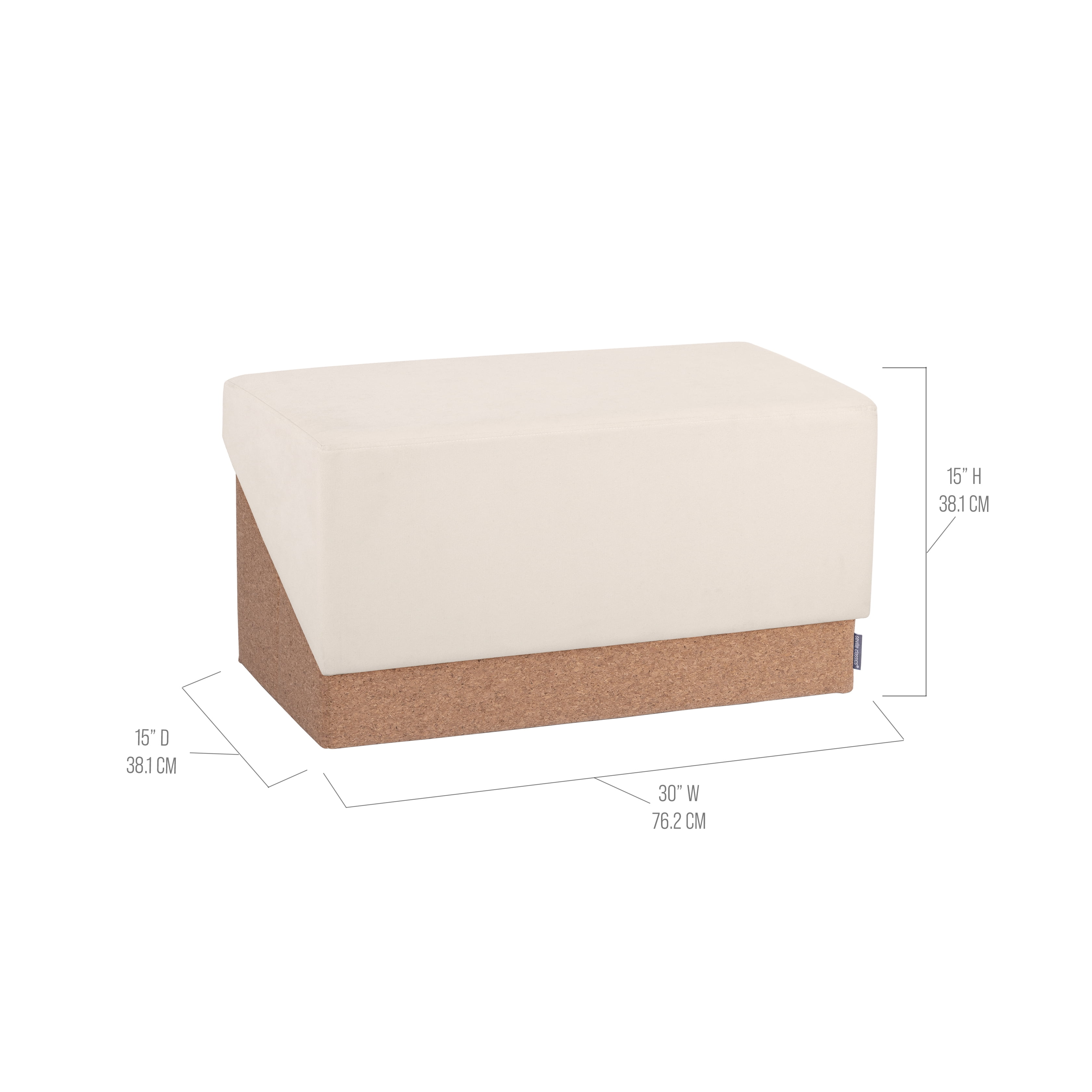 Seville Classics The Vineyard Collection Cork Storage Ottoman Cushioned Fabric, Padded Seat for Bedroom, Dorm, Loft, Living Room, Entryway, Hallway, Cream, 30" Bench