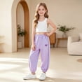 thumbnail image 6 of 5-6 Years Juniors Girl's Bowknot Baggy Sweatpants Lightweight Straight Leg Athletic Pants With Pockets Cargo Pants for Fall and Winter Purple Casual Pants, 6 of 9