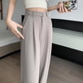 thumbnail image 2 of Pantalones de pierna ancha y estrechos, pantalones de seda de hielo de verano para mujer, pantalones pequeños, finos, drapeados, rectos, casuales, adelgazantes, simples, para fregar, 2 of 5