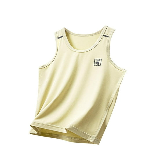 Jgppe Boys Cotton Tank Top Comfy Wicking Wide Strap Solid Color Sleeveless Tshirts Summer Clothes 3-14 Years