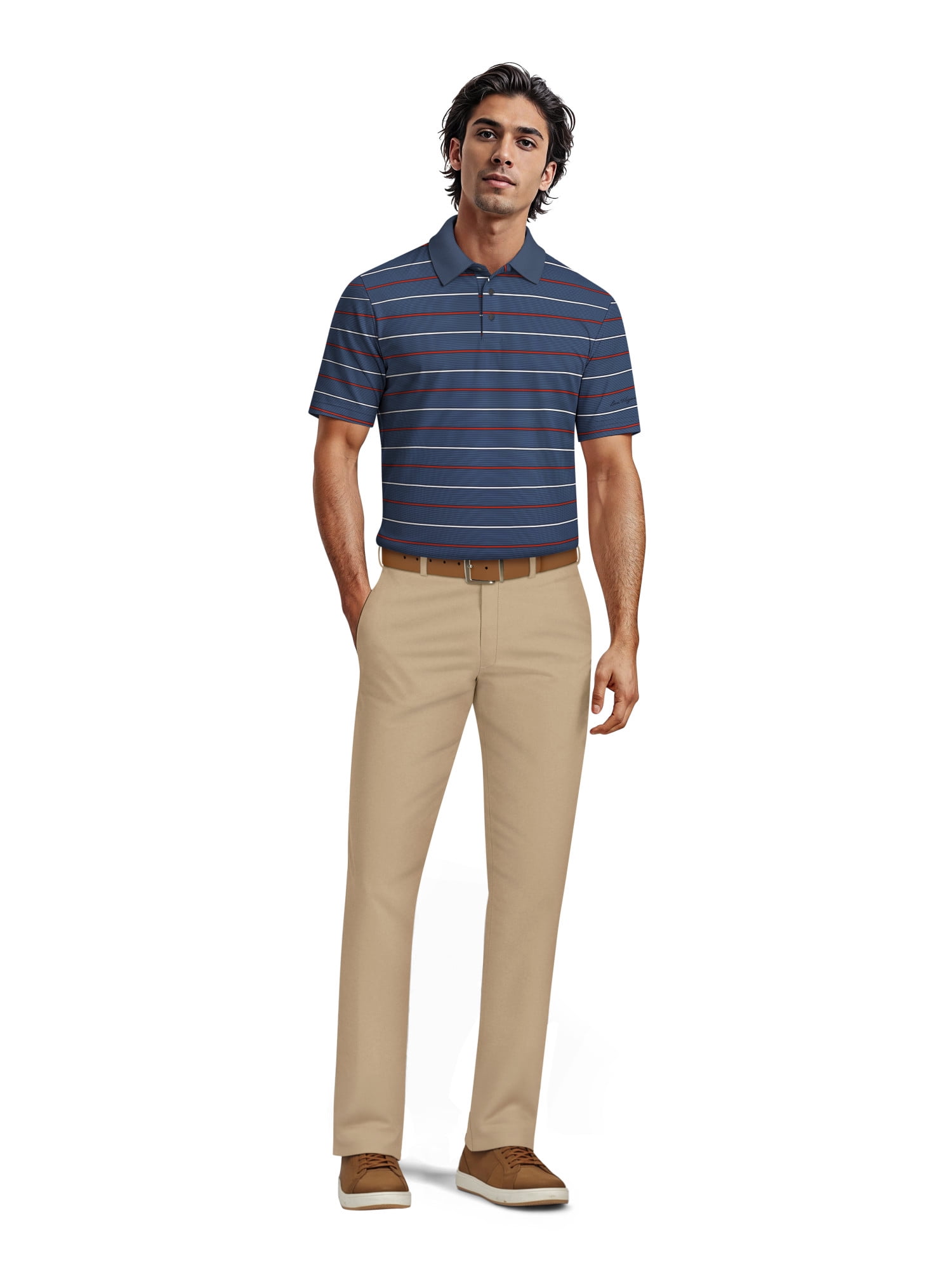 Ben Hogan Men's & Big Men's Performance Multi Stripe Short Sleeve Polo Shirt, up to 5XL