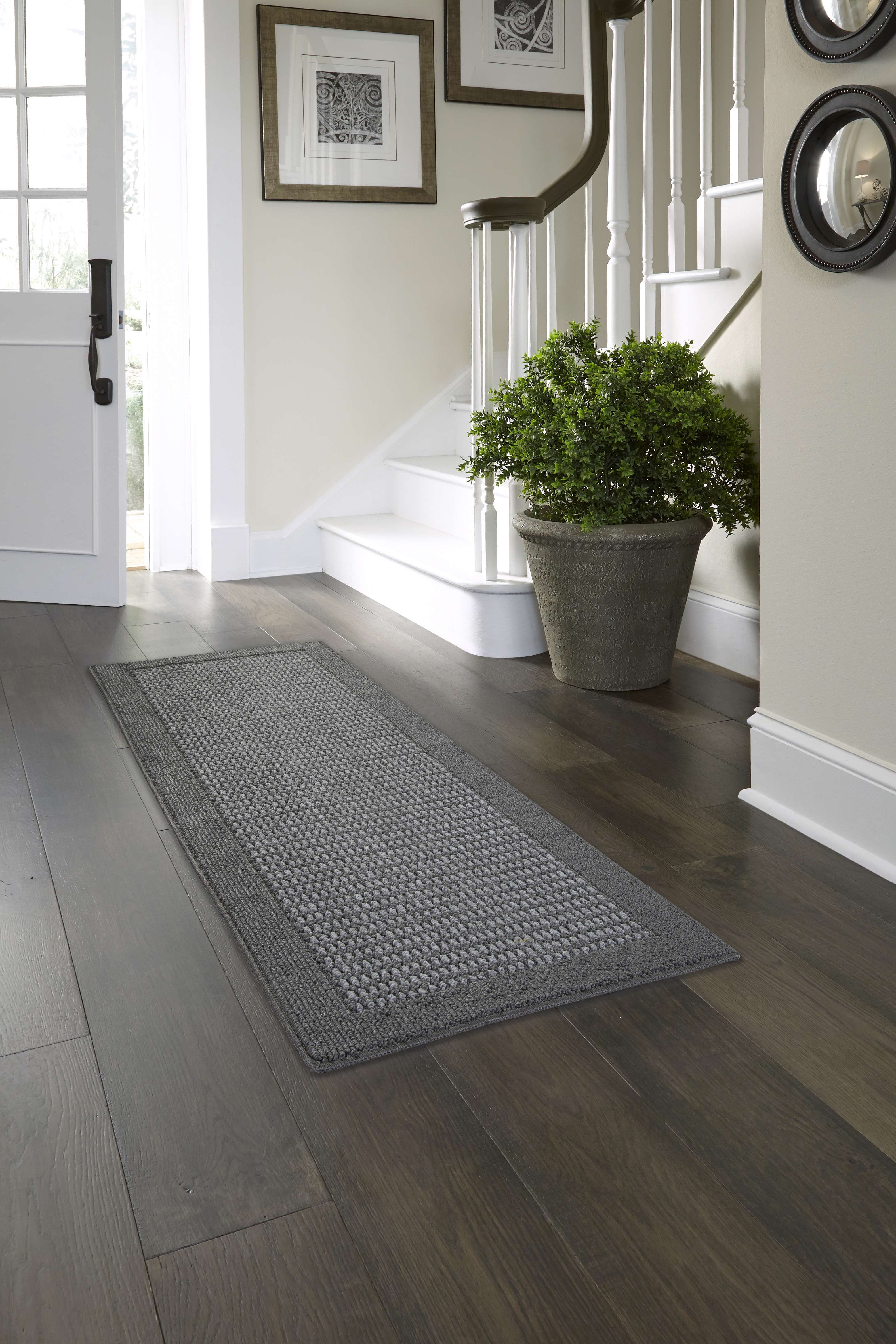 Mainstays Faux Sisal Machine Washable Gray Border Indoor Accent Rug Set, 3-Piece Set