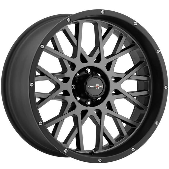 Vision Rocker 20x12 Gray Black Wheel / Rim 8x180 with a -51mm Offset and a 124.2 Hub Bore. Partnumber 412-20287ABL-51