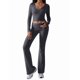 thumbnail image 1 of Conjunto Deportivo de 2 Piezas para Mujer, Camiseta de Larga, Pantalones Acampanados con Solapa, Chándal Informal, Gris Oscuro, Talla XL, 1 of 8