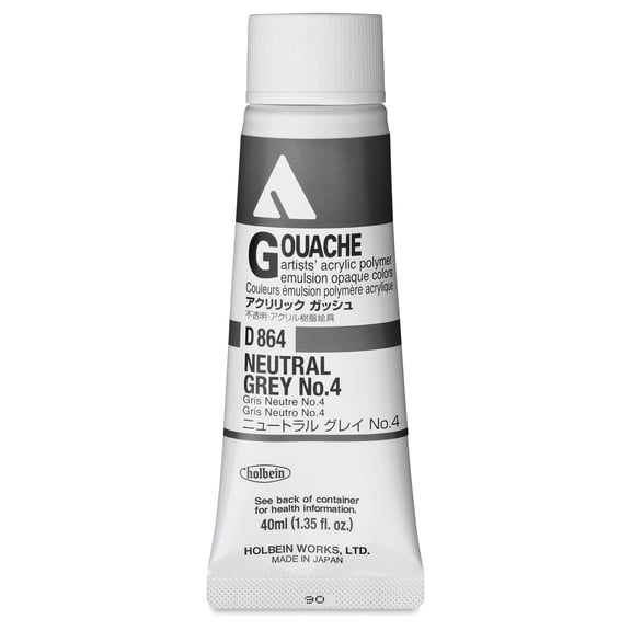 Holbein Acrylic Gouache - Neutral Gray 4, 40 ml tube
