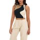 thumbnail image 2 of ATHLECHIC Camiseta sin mangas de verano de bloques de color para mujer, con cuello redondo, básica, crop, para salir, en negro y marrón, 2 of 5