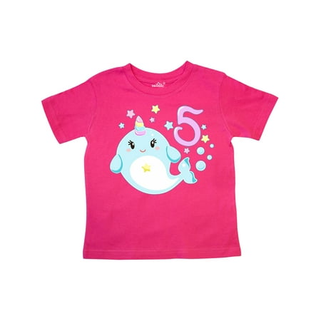 

Inktastic Happy 5th Birthday with Cute Narwhal Stars and Bubbles Gift Toddler Boy or Toddler Girl T-Shirt
