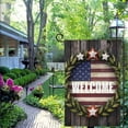 thumbnail image 4 of Shangniulu 4th of July Garden Flag Independence Day Leaf Welcome Garden Flag for Outside Double Sided Patriotic American Stars and Stripes Blue Red Star Memorial Day Decorations Linen Yard Flag White, 4 of 6
