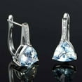 thumbnail image 4 of UDIYO Elegant Women Faux Sapphire Rhinestone Inlaid Drop Huggie Earrings Eardrops, 4 of 6