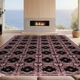 thumbnail image 2 of Design&I 6'x9' Washable Area Rug Oversized Skid-Resistant Grid Cottagecore Cameo Motifs Delicate Ribbon Scattered Pink Coquette Refined for Living Room, Family Indoor, 2 of 7