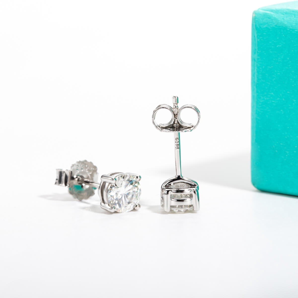 AnuClub 10K Post Moissanite Stud Earrings for Women, Total 1 Carat D Color VVS1 Lab Created Diamond Earrings 14K White Gold Plated S925 Sterling Silver Earrings