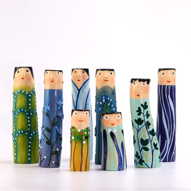 Bohemian Family Vase Creative Flower Bottle Funny Humanoid Resin Plant Container Nordic For Living Room Table Ornaments GiftDChina He Qiyong unisex