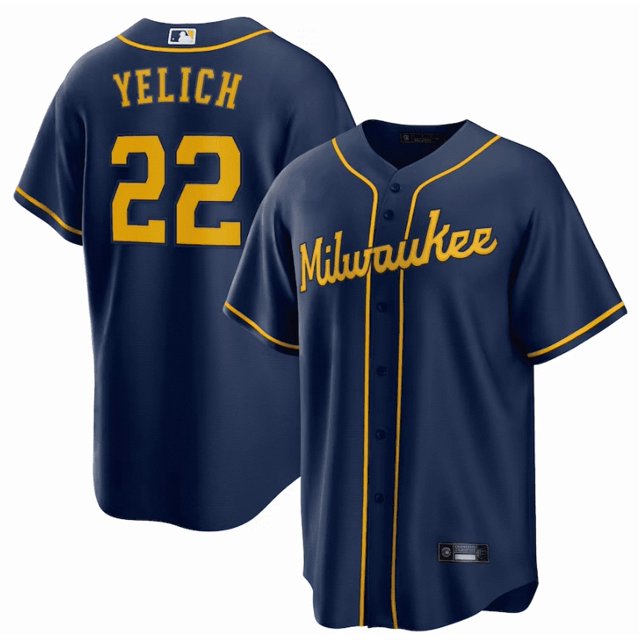 Camiseta clásica de béisbol azul marino número 2 de Christian Yelich de los Milwaukee Brewers, con número de estrella bordado.-XXXL