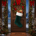 thumbnail image 4 of PMU Christmas Velvet Plush 1 Pc Emerald Green and White Stocking, 4 of 6