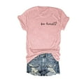 thumbnail image 3 of Baqcunre T Shirts For Women Double Printing Women Letter Print Summer Casual Short Sleeve Tees Tops Womens Tops Womens Blouses Pink M, 3 of 4