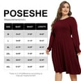 thumbnail image 2 of POSESHE Women's Plus Size Winter Casual Dress,Long Sleeves,Loose Flowy Dress With Pockets,Wine Red,L, 2 of 5