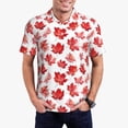 thumbnail image 1 of KLL Realistic Maple Leaf Print Men's Short Sleeve Golf Polo,Three-Button Polo Shirts Summer Fashion Golf Shirt-Small, 1 of 6