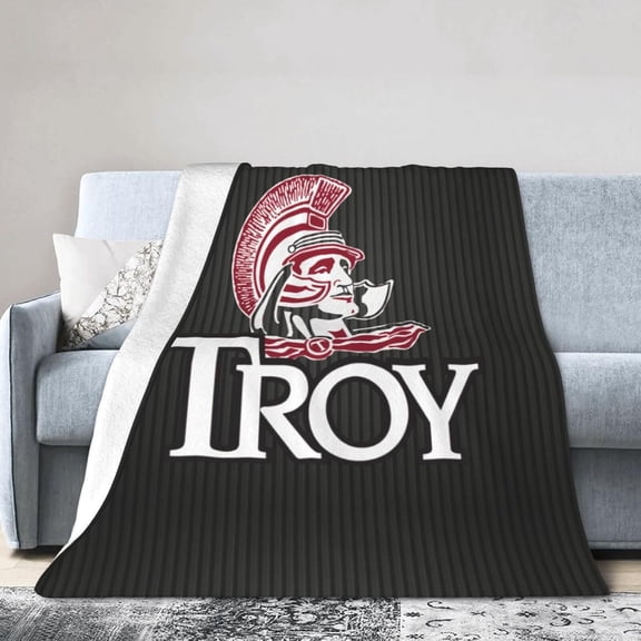 Troy University Logo Fleece Blanket, Very Soft Microfiber Flannel Blanket for Couch Warm and Cozy for All Seasons