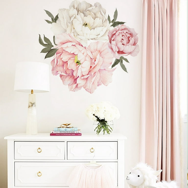 Floral Wall Decals For Kids Room, Flower Stickers, Peony Print, Decal, Pink  Nursery Peel & Stick - Yahoo Shopping