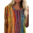 thumbnail image 4 of Gvmfive Women Short Sleeve Round Neck Printed Casual Tunic T-Shirt, 4 of 5
