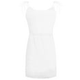 thumbnail image 4 of Honeeladyy Women Summer V Neck Mini Dress Solid Color Spaghetti Strap Mini Dress Elastic Waist Drawstring Dress with Pockets White XXL, 4 of 5