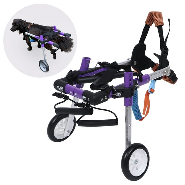 Silla de ruedas para mascotas de aleación de aluminio de color morado con doble rueda, para perros discapacitados, con asistencia para caminar y rehabilitación de patas traseras, para perros y gatos.