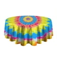 thumbnail image 5 of Colorful Tie Dye Mandala Pattern Round Tablecloth 60"x60",Wrinkle Wipeable Table Cloth for Kitchen Dining Room Picnic Patio Party, 5 of 6