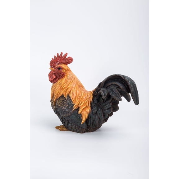 Hi-Line Gifts Squatting Rooster Outdoor Garden Statue - 12.5"