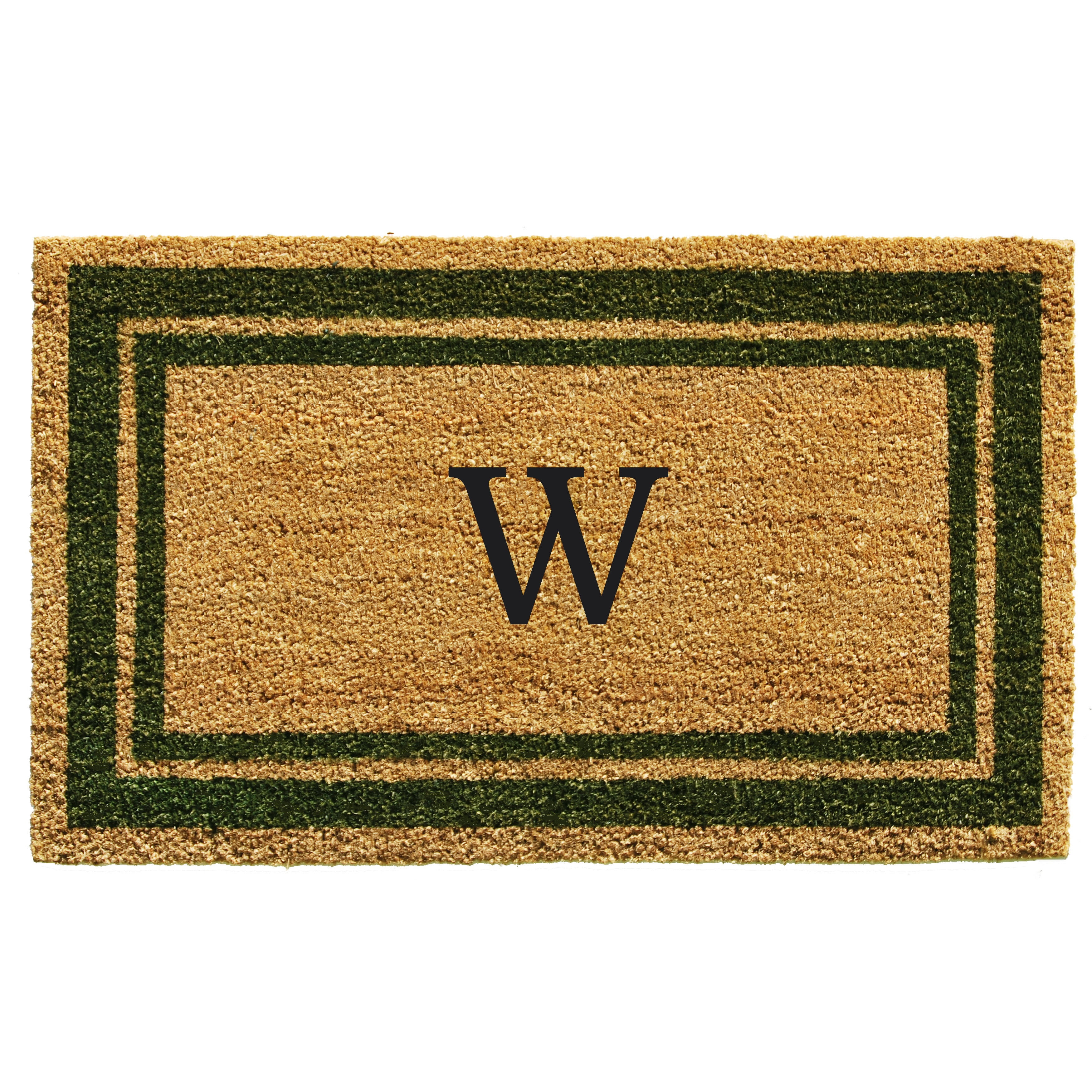 Sage Green Border Monogram Doormat (Letter W)
