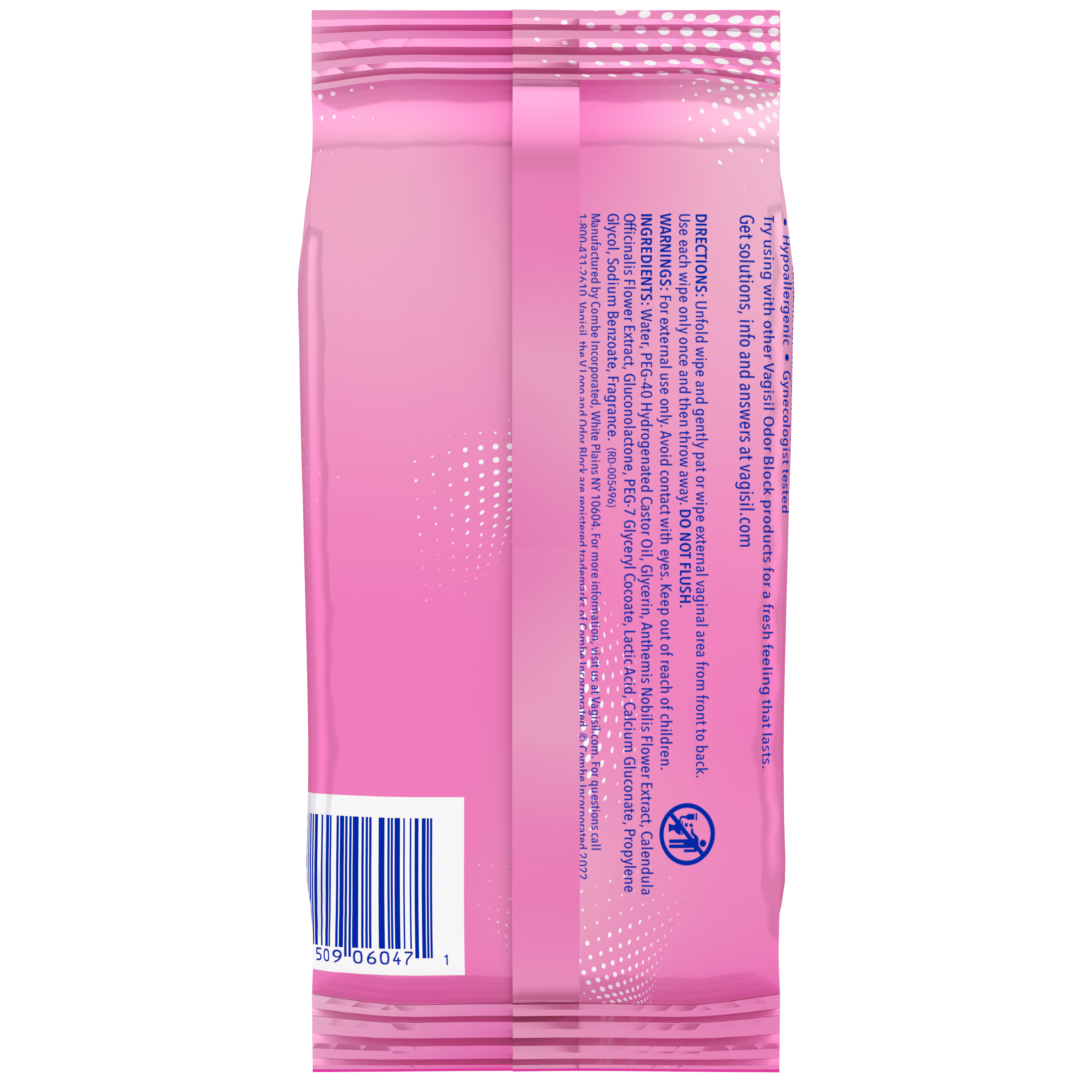 (2 pack) Vagisil Odor Block Daily Freshening Feminine Wipes, 20 Count in a Resealable Pouch, 3 Pack