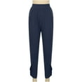 thumbnail image 6 of XFLWAM Cropped Lightweight Capri Palazzo Pants Loose Casual Solid Color Linen Elastic Cotton Loose Fit Pants Navy Blue XXL, 6 of 9
