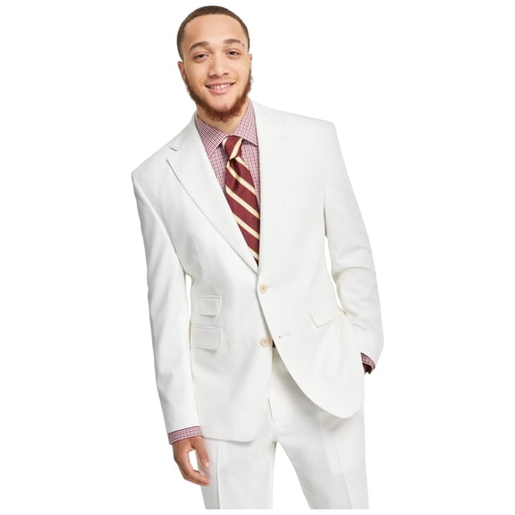 Tayion Mens Classic fit Suit Jacket Blazer 44 L White Solid