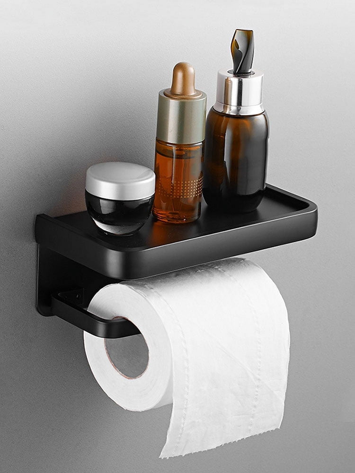 Stainless Steel Toilet Paper Holder With Phone Shelf, Bathroom Tissue Holder