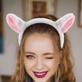 thumbnail image 2 of ColoMX 2 diademas con orejas y cuernos de oveja, diadema de peluche de cabra, accesorios para disfraz de cordero, suministros para fiestas de cumpleaños y cosplay, color blanco, 2 of 8