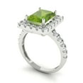 thumbnail image 2 of Clara Pucci 14K White Gold Solid Gold Peridot Halo Anniversary Ring for Women - 3.84 cttw Emerald Cut, 2 of 8